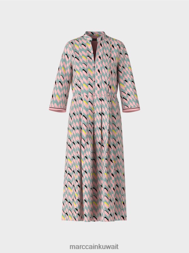 Marc Cain فستان ميدي مع تفاصيل الطيات LVN0D635 ملابس السماء الزرقاء الداكنة