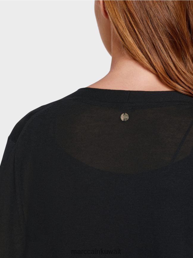 Marc Cain سترة طويلة ومتماسكة بشكل جيد LVN0D6360 ملابس أسود