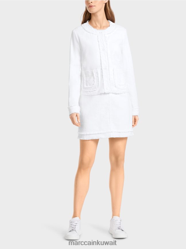 Marc Cain سترة مهدب مع أزرار الأزهار LVN0D6371 ملابس أبيض