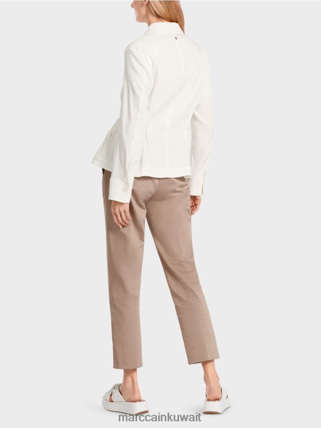 Marc Cain سترة الكتان الأنثوية LVN0D6376 ملابس أبيض مصفر