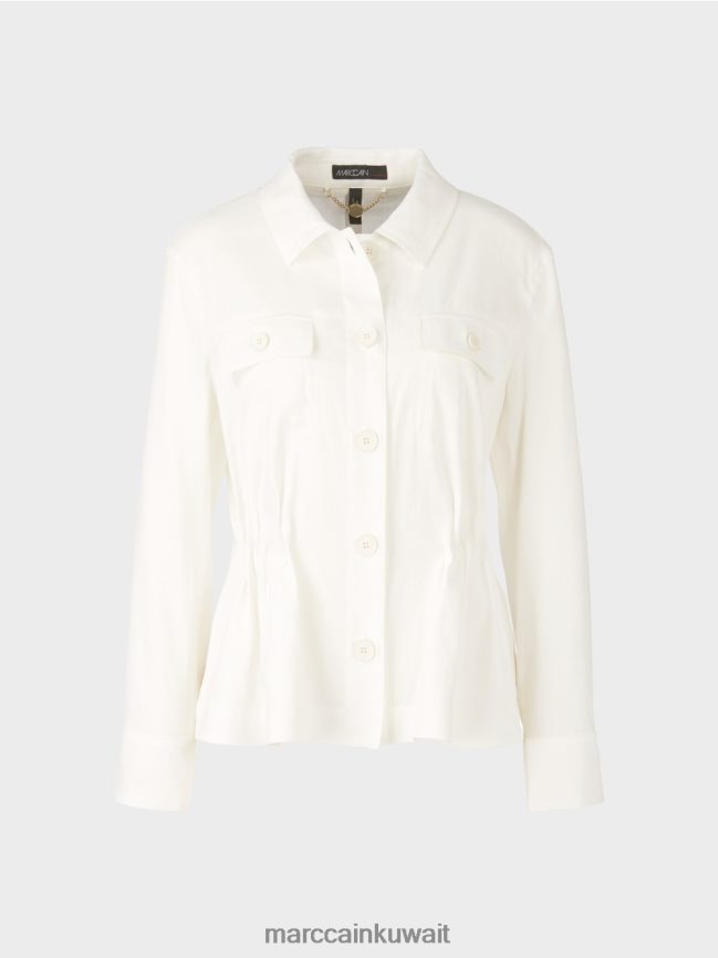 Marc Cain سترة الكتان الأنثوية LVN0D6376 ملابس أبيض مصفر