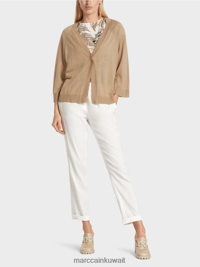 Marc Cain سترة راجلان فضفاضة محبوكة LVN0D6382 ملابس الرمال العميقة