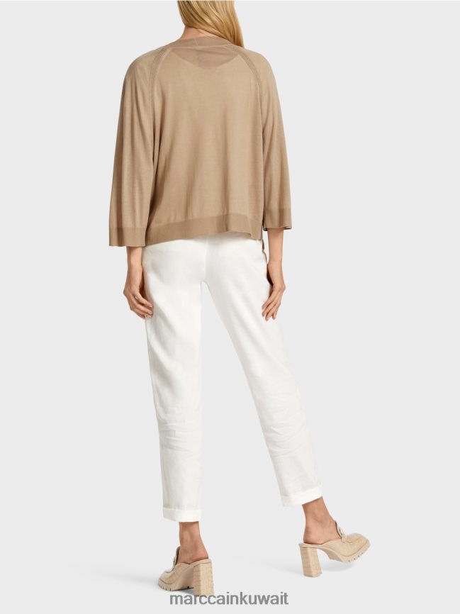 Marc Cain سترة راجلان فضفاضة محبوكة LVN0D6382 ملابس الرمال العميقة