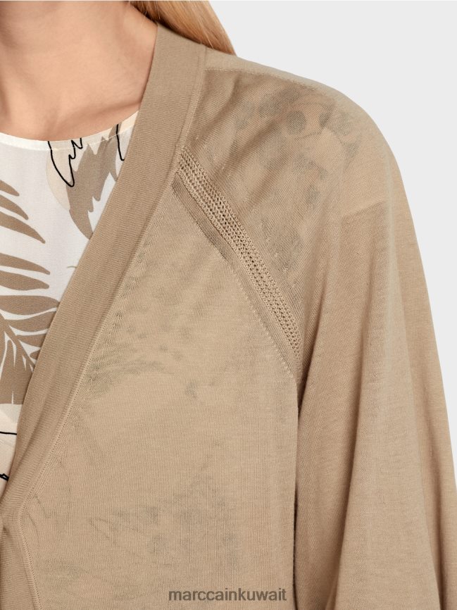 Marc Cain سترة راجلان فضفاضة محبوكة LVN0D6382 ملابس الرمال العميقة