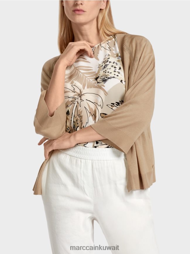 Marc Cain سترة راجلان فضفاضة محبوكة LVN0D6382 ملابس الرمال العميقة