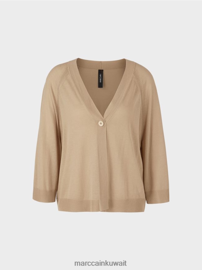 Marc Cain سترة راجلان فضفاضة محبوكة LVN0D6382 ملابس الرمال العميقة