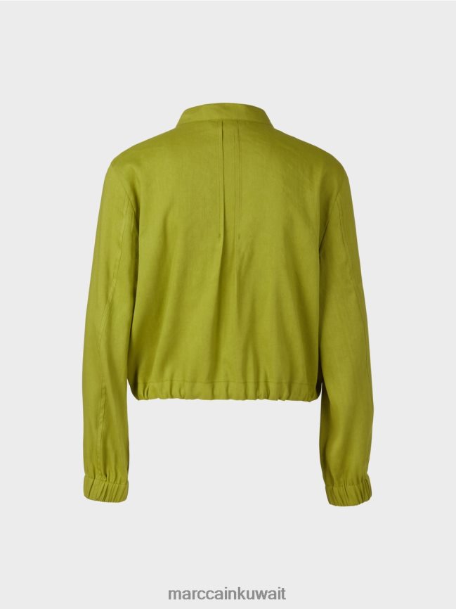 Marc Cain سترة من الكتان مع ياقة واقفة LVN0D6383 ملابس زيتوني أخضر عميق