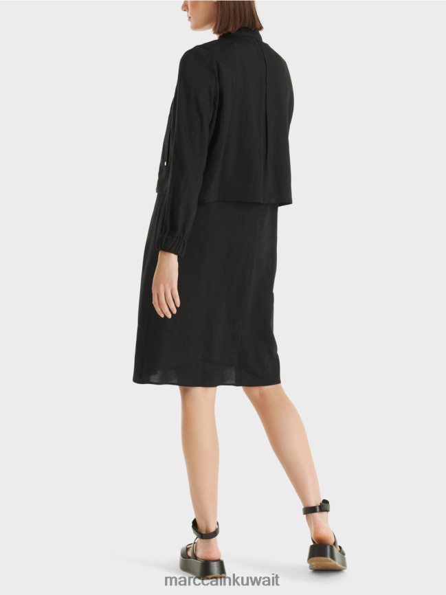 Marc Cain سترة من الكتان مع ياقة واقفة LVN0D6386 ملابس أسود