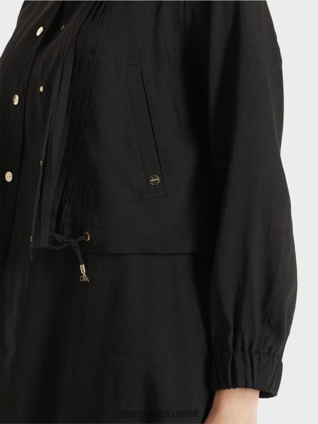 Marc Cain سترة من الكتان مع ياقة واقفة LVN0D6386 ملابس أسود