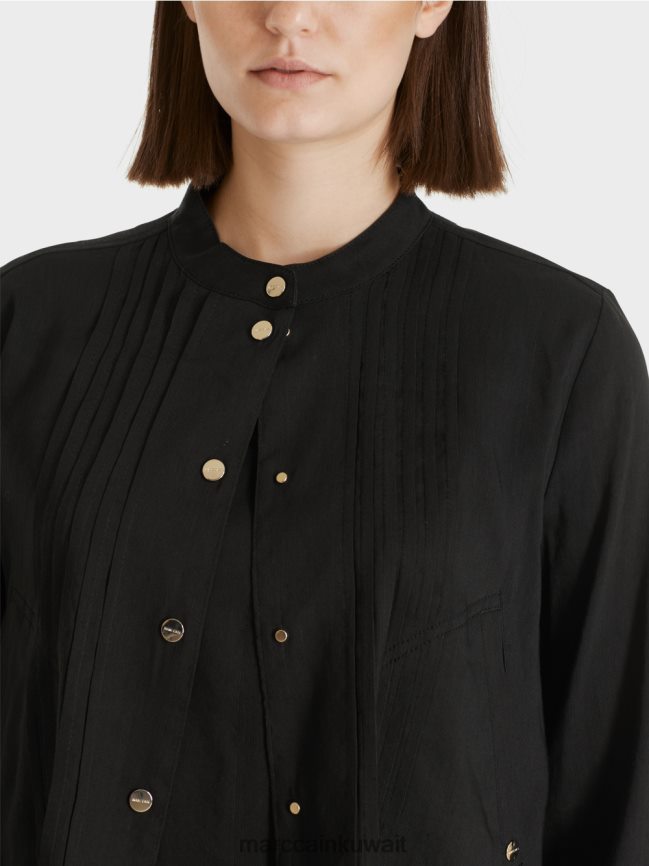 Marc Cain سترة من الكتان مع ياقة واقفة LVN0D6386 ملابس أسود