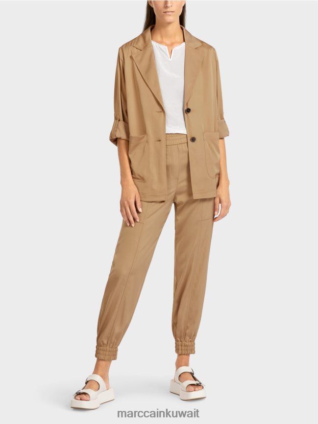 Marc Cain سترة بليزر بأكمام مطوية LVN0D6387 ملابس بني الطين الفاتح