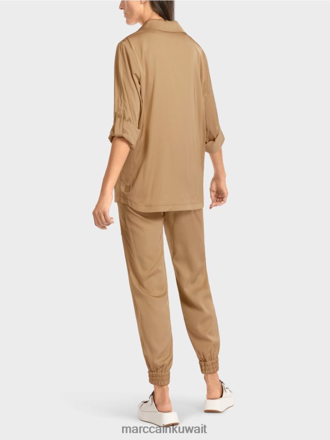 Marc Cain سترة بليزر بأكمام مطوية LVN0D6387 ملابس بني الطين الفاتح