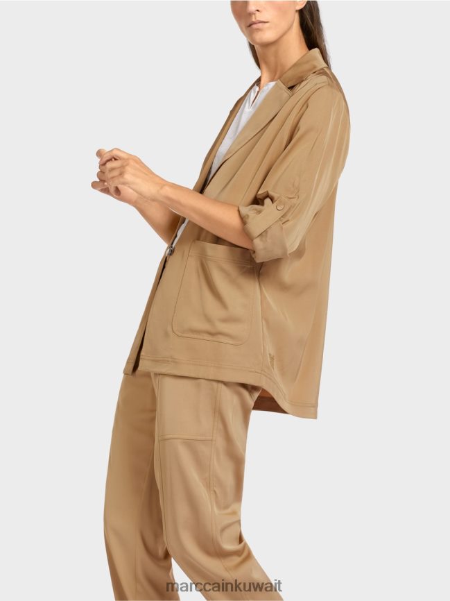Marc Cain سترة بليزر بأكمام مطوية LVN0D6387 ملابس بني الطين الفاتح