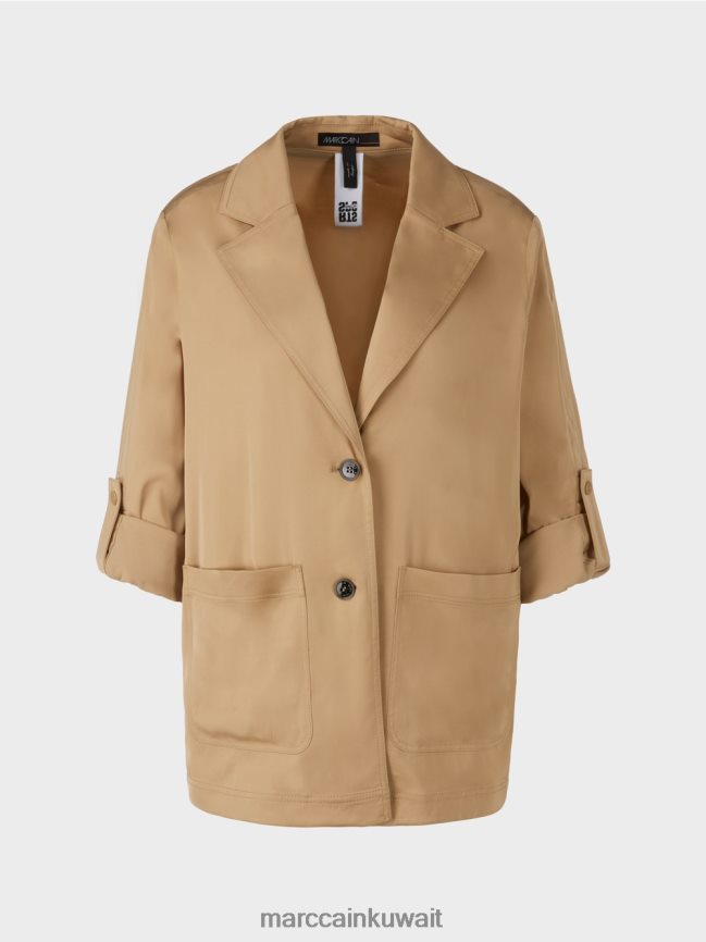 Marc Cain سترة بليزر بأكمام مطوية LVN0D6387 ملابس بني الطين الفاتح