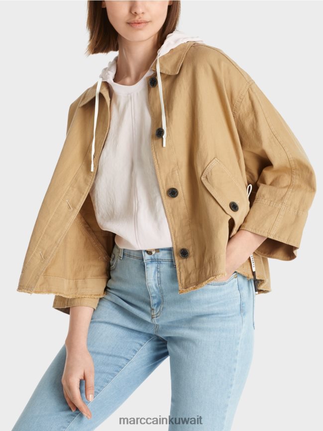 Marc Cain سترة كبيرة الحجم LVN0D6394 ملابس بني الطين الفاتح