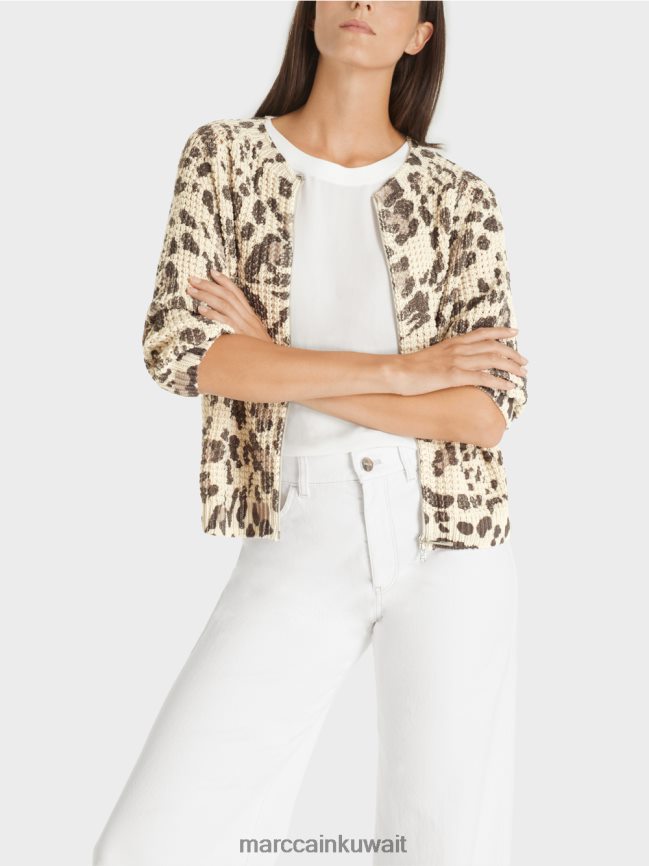 Marc Cain سترة محبوكة في ألمانيا LVN0D6400 ملابس رمادي داكن صحراوي ناعم