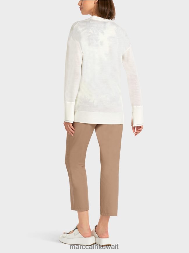 Marc Cain سترة في متماسكة فائقة النعومة LVN0D6404 ملابس أبيض مصفر