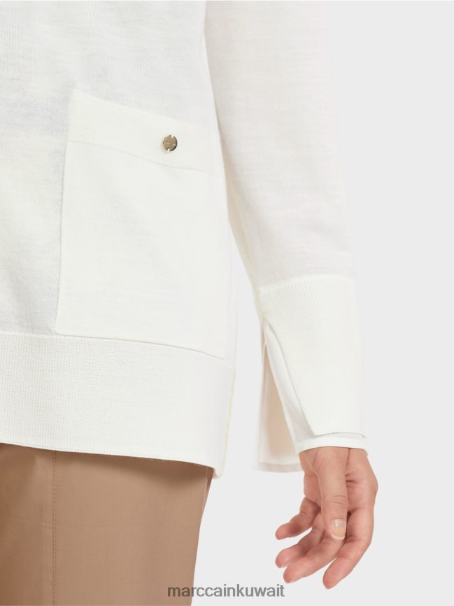 Marc Cain سترة في متماسكة فائقة النعومة LVN0D6404 ملابس أبيض مصفر