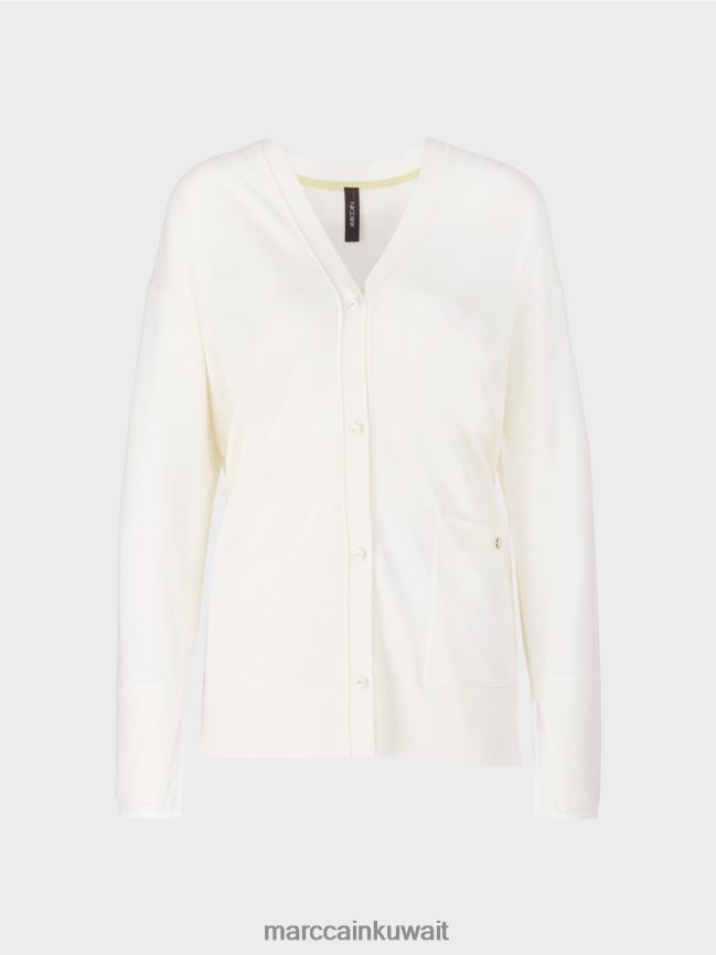 Marc Cain سترة في متماسكة فائقة النعومة LVN0D6404 ملابس أبيض مصفر