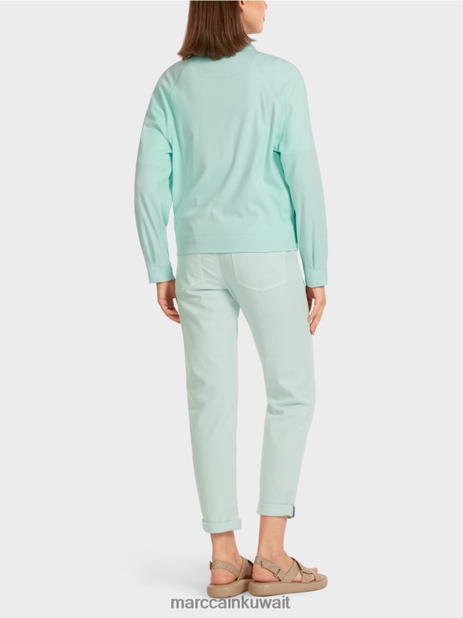 Marc Cain بلوزة ناعمة من القماش المضلع الناعم LVN0D6405 ملابس كوة ناعمة