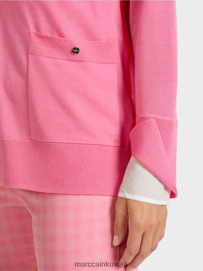 Marc Cain سترة في متماسكة فائقة النعومة LVN0D6406 ملابس وردي مشرق