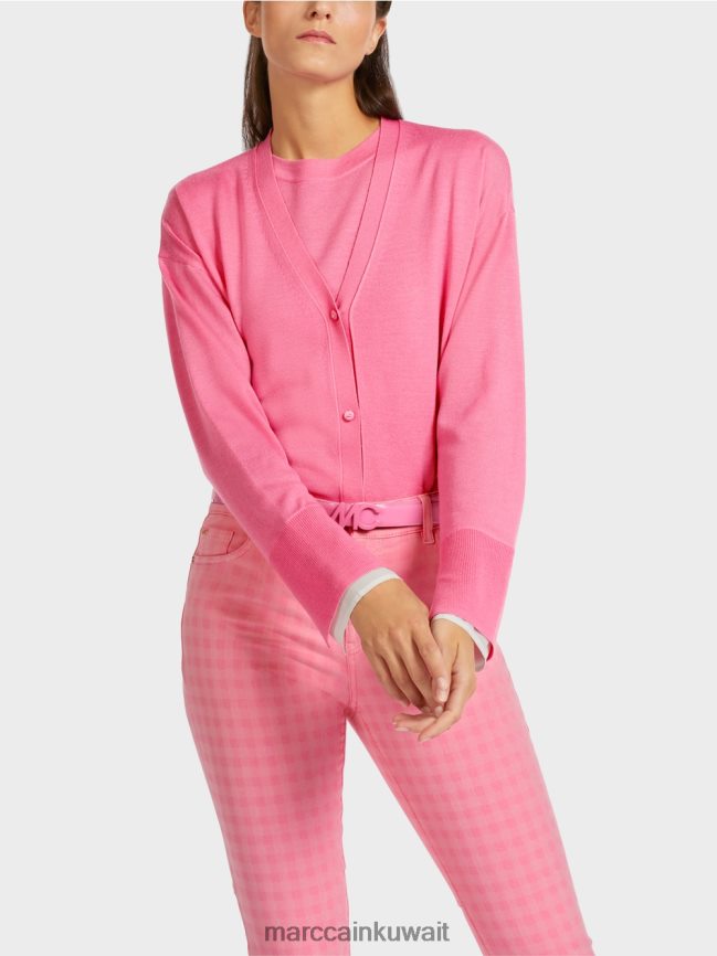 Marc Cain سترة في متماسكة فائقة النعومة LVN0D6406 ملابس وردي مشرق