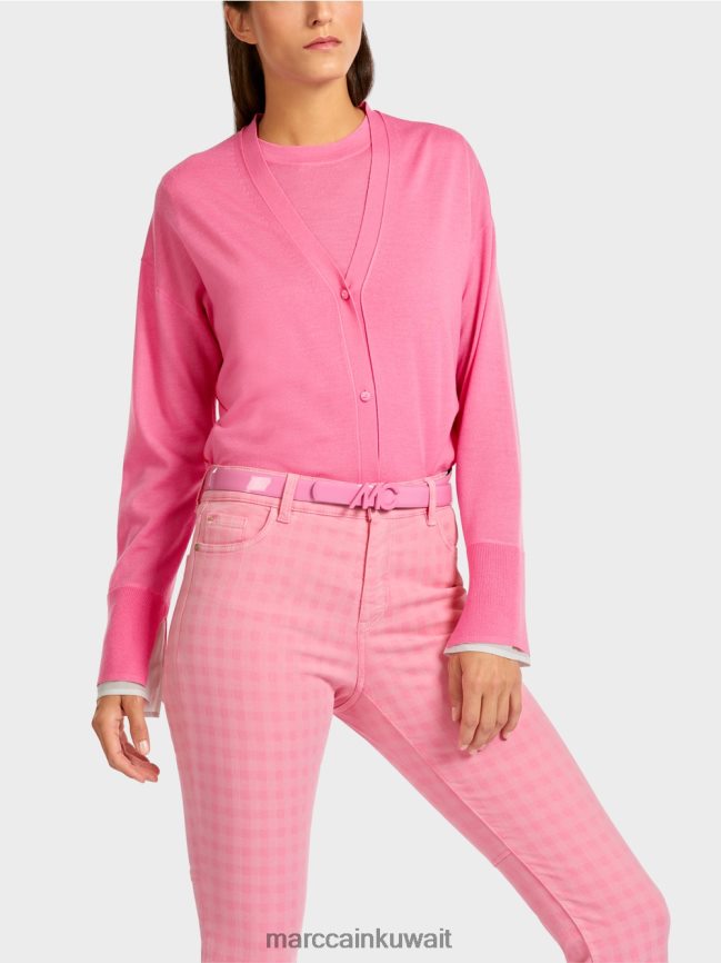 Marc Cain سترة في متماسكة فائقة النعومة LVN0D6406 ملابس وردي مشرق