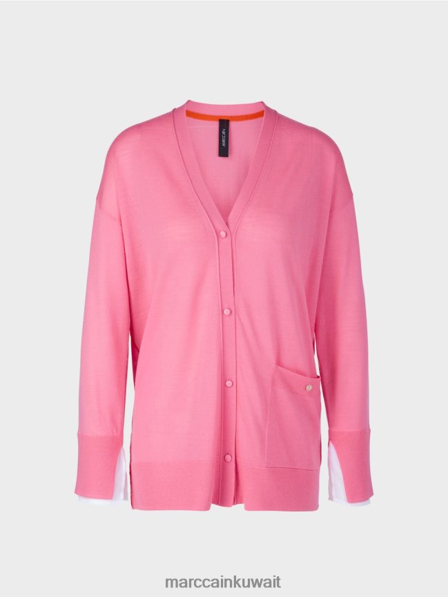 Marc Cain سترة في متماسكة فائقة النعومة LVN0D6406 ملابس وردي مشرق