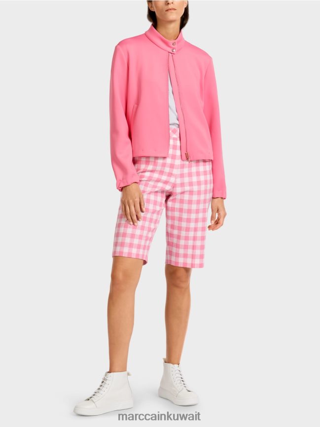 Marc Cain سترة جيرسي مع ذوي الياقات البيضاء LVN0D6408 ملابس وردي مشرق