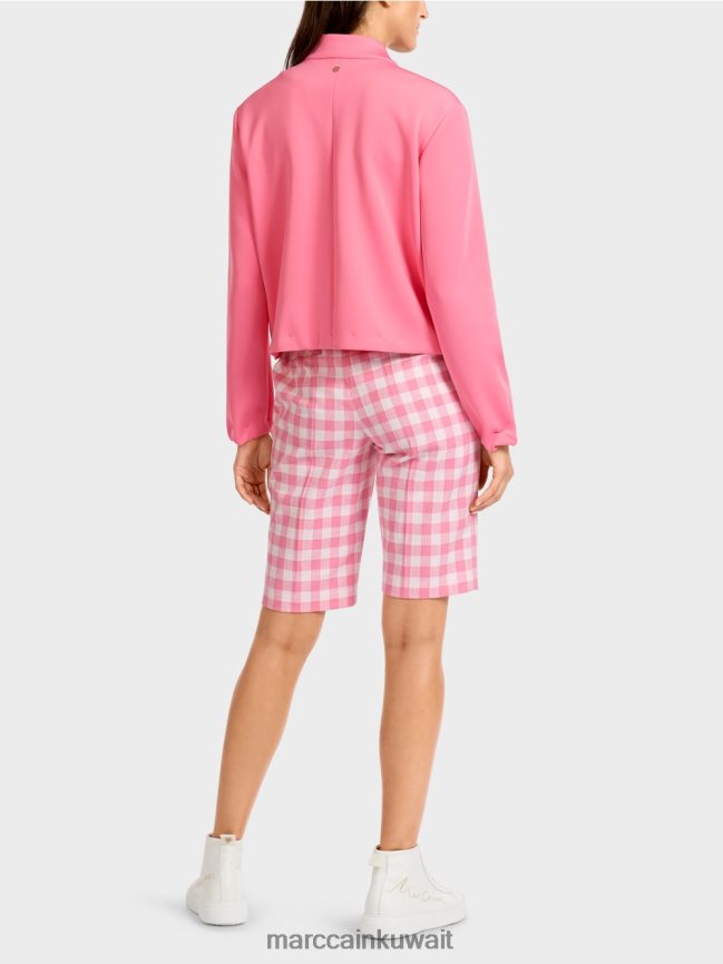 Marc Cain سترة جيرسي مع ذوي الياقات البيضاء LVN0D6408 ملابس وردي مشرق