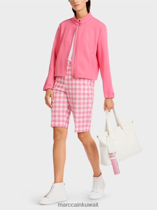 Marc Cain سترة جيرسي مع ذوي الياقات البيضاء LVN0D6408 ملابس وردي مشرق