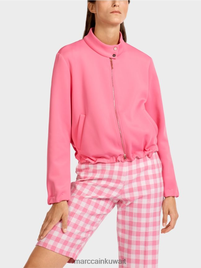 Marc Cain سترة جيرسي مع ذوي الياقات البيضاء LVN0D6408 ملابس وردي مشرق