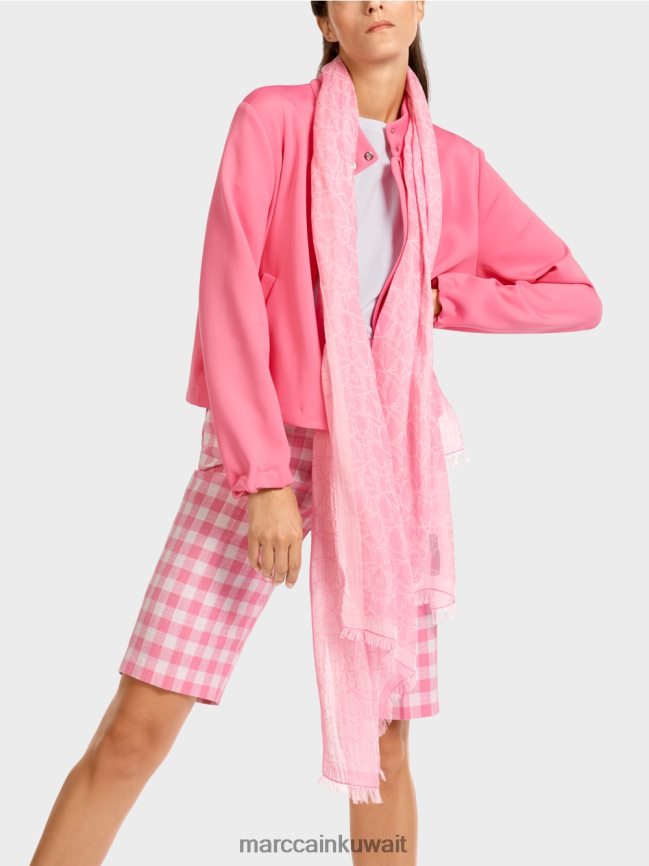 Marc Cain سترة جيرسي مع ذوي الياقات البيضاء LVN0D6408 ملابس وردي مشرق