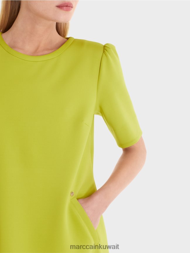 Marc Cain فستان مع كتف بارز LVN0D640 ملابس زيتون أخضر ساطع