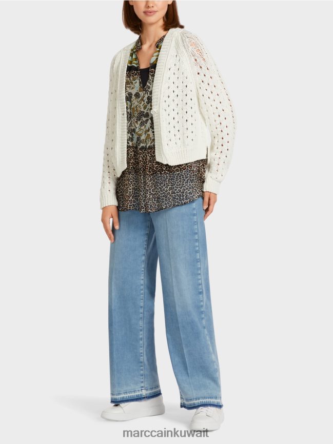 Marc Cain سترة "محبوكة في ألمانيا" LVN0D6415 ملابس أبيض مصفر