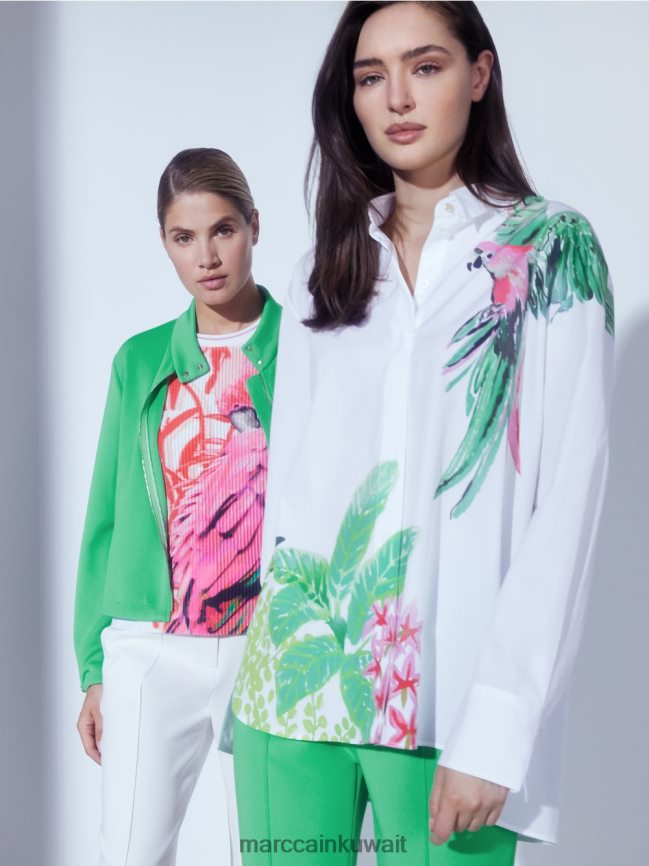 Marc Cain سترة جيرسي مع ذوي الياقات البيضاء LVN0D6417 ملابس اليشم مشرق