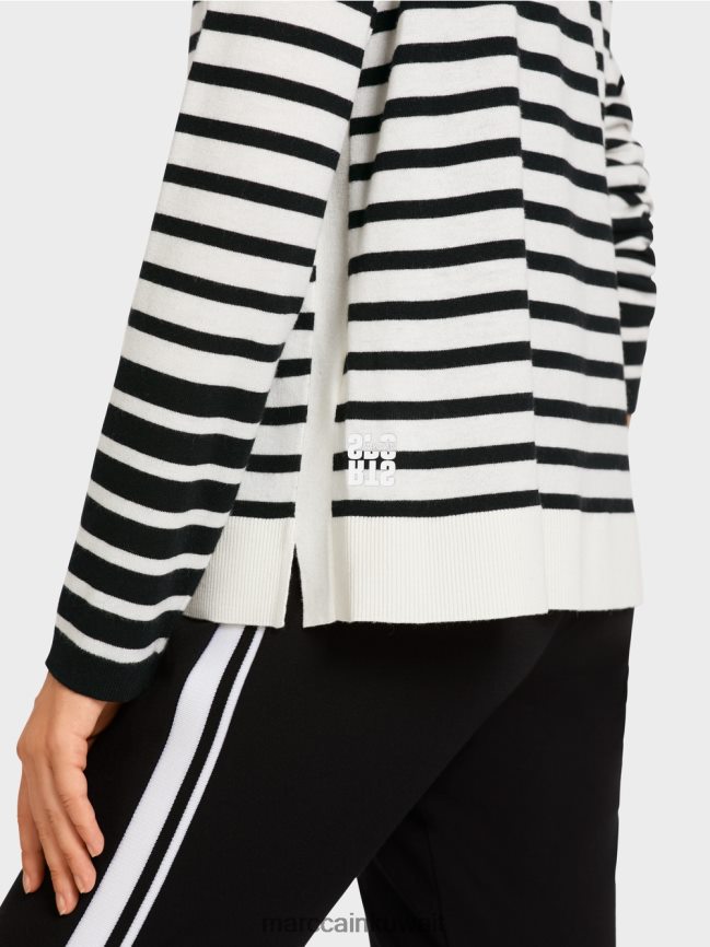 Marc Cain سترة مخططة LVN0D6418 ملابس أبيض وأسود