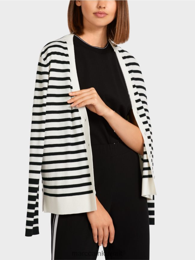 Marc Cain سترة مخططة LVN0D6418 ملابس أبيض وأسود