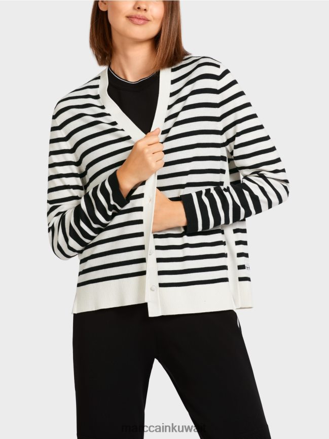 Marc Cain سترة مخططة LVN0D6418 ملابس أبيض وأسود