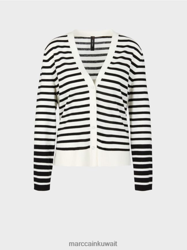 Marc Cain سترة مخططة LVN0D6418 ملابس أبيض وأسود