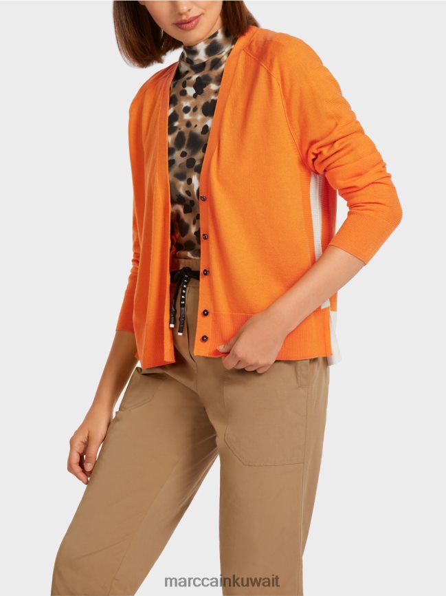 Marc Cain سترة بأكمام ريجلان LVN0D6419 ملابس برتقالي مشرق