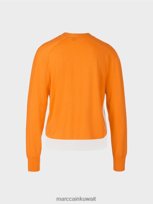 Marc Cain سترة بأكمام ريجلان LVN0D6419 ملابس برتقالي مشرق