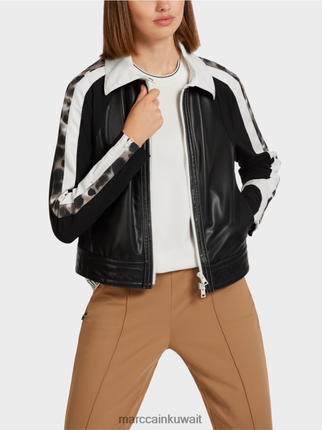 Marc Cain سترة في مزيج المواد LVN0D6422 ملابس اسود و ابيض