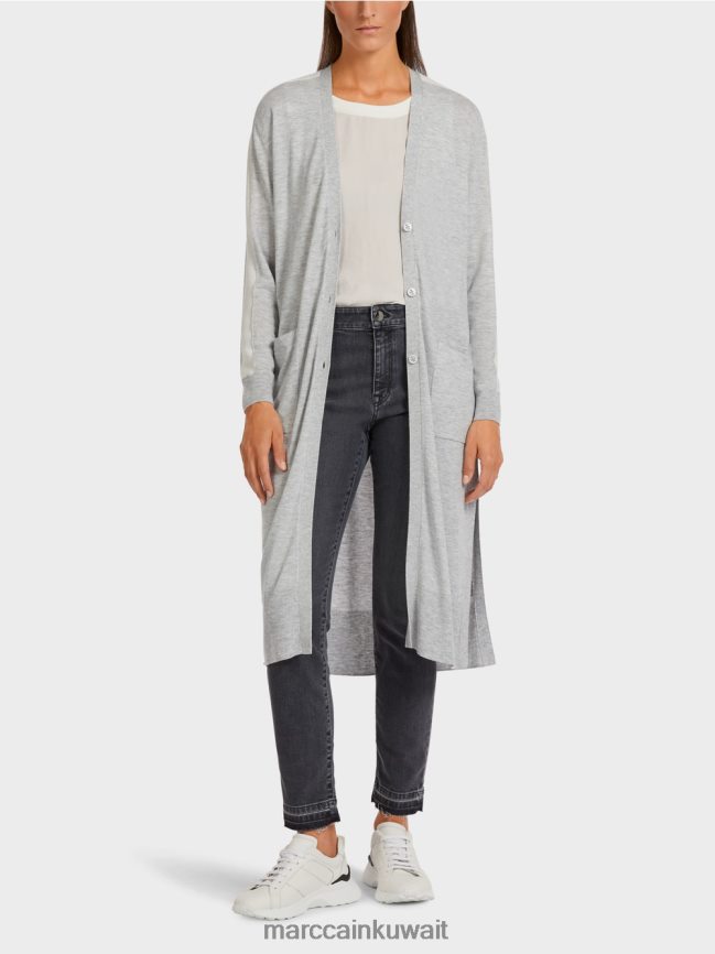 Marc Cain سترة ميدي طول LVN0D6427 ملابس الرمادي الفضي