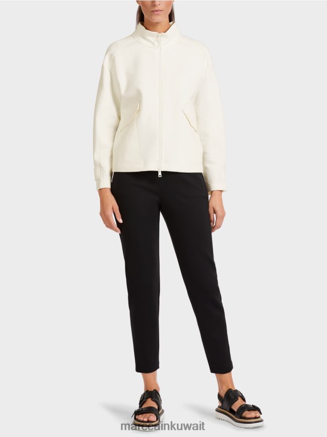 Marc Cain سترة بسحاب فضفاضة مع ياقة واقفة LVN0D6428 ملابس أبيض مصفر