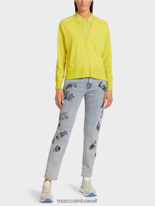 Marc Cain سترة بأكمام ريجلان LVN0D6431 ملابس الكبريت الأخضر