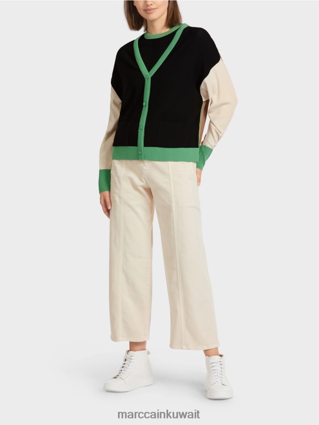 Marc Cain كارديغان متباين الألوان "إعادة التفكير معًا". LVN0D6436 ملابس أسود