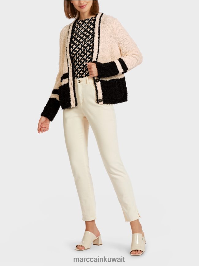 Marc Cain سترة مخططة "محبوكة في ألمانيا" LVN0D6440 ملابس أسود