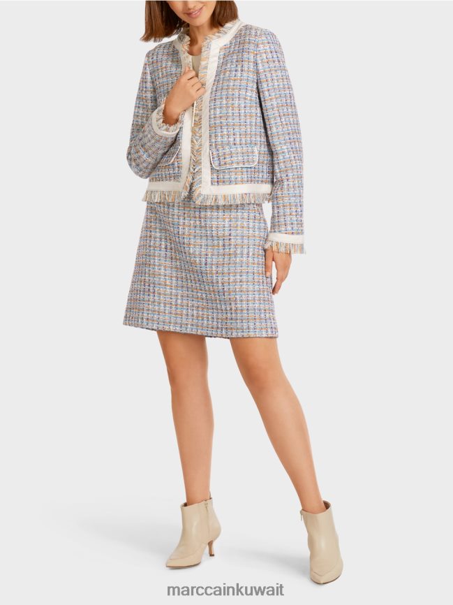 Marc Cain سترة قصيرة في بوكل القطن LVN0D6442 ملابس الغلاف الجوي الأزرق