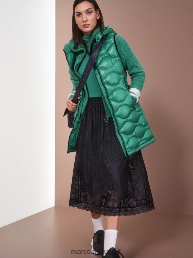 Marc Cain تنورة واسعة من الدانتيل التول LVN0D6456 ملابس منتصف الليل الأزرق